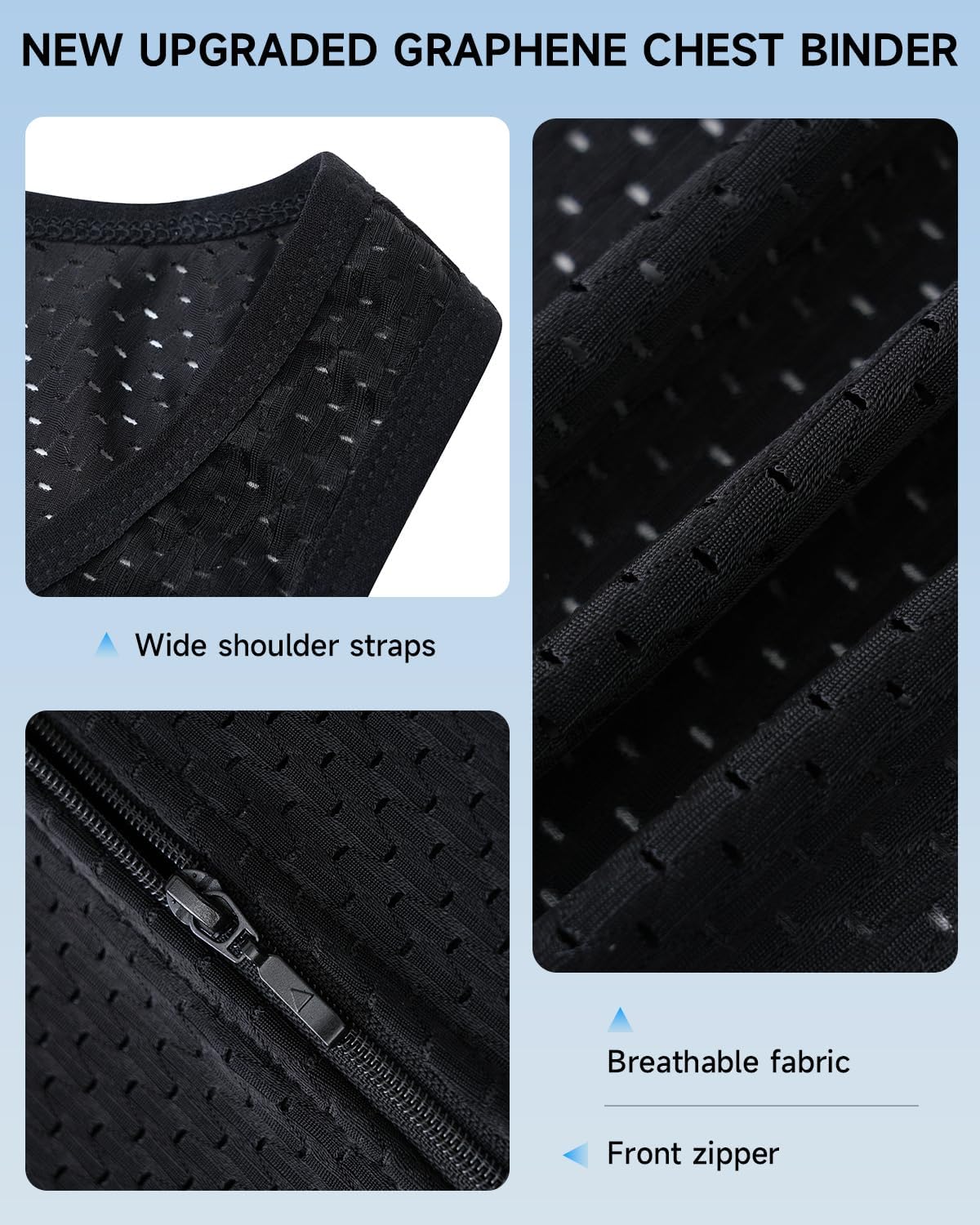 INRANXISM Women Chest Binder FTM Transgender Zip Up Elastic Breast Binder Breathable Half Cool Fabric Tank Top - Image 7