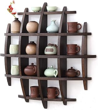 حافظة عرض حائط ، صينية Antiquestand ، رف دائري ، رف عرض للمقتنيات ، تماثيل من خشب التابوت تذكارية وغطاء منمنمات ، B-90 * 90 سم