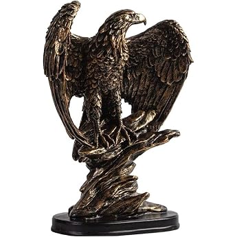 Desktop Sculpture Bronze Resin Animal Sculpture Winged Eagle Statue Ornaments Miniature Craft Figures Ornaments Home/Shop/Office/Bar Jewelry Gifts