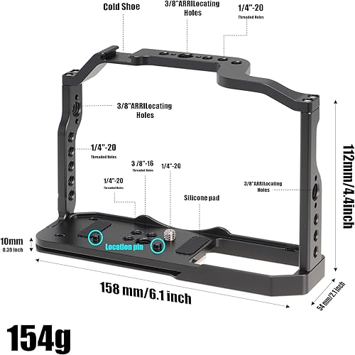 Vista 37 de Fotga Soporte estabilizador de jaula de cámara de aluminio de aleación + mango superior para Sony A7C ILCE-7C α7C sin espejo DSLR cámara de vídeo