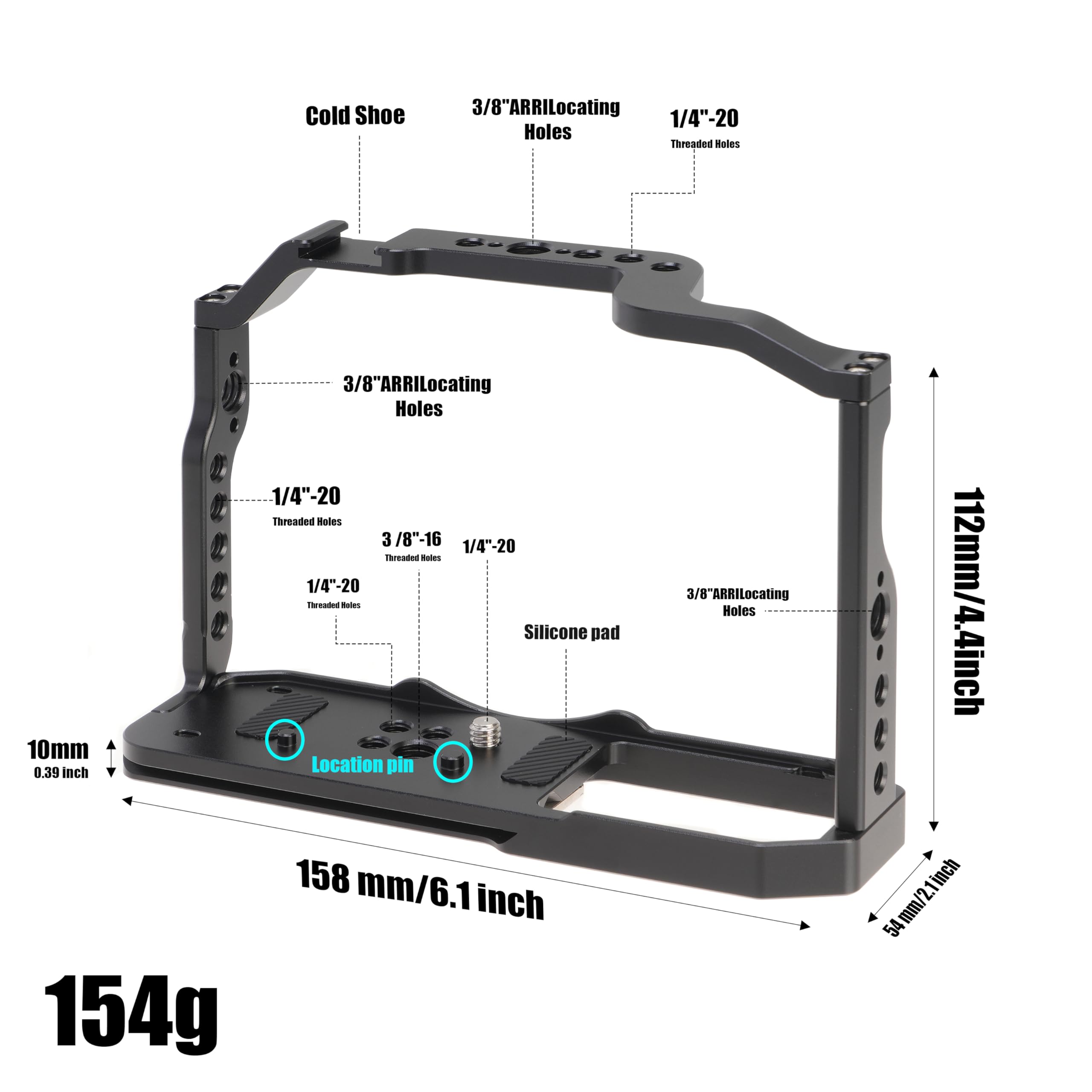 Fotga Zf - Gabbia per fotocamera + maniglia superiore per Nikon Zf Mirrorless Camera Vlog Video Shooting Film Making con 1/4"-20 3/8"-16 fori Cold Shoe Mount, maniglia Arri Locating Hole,Camera