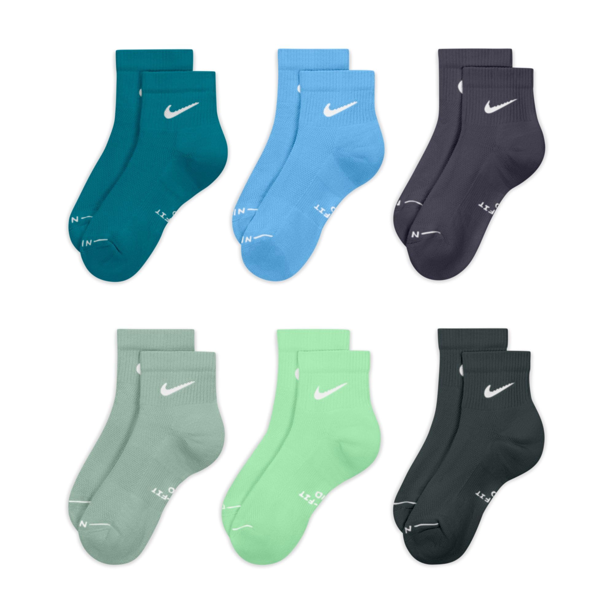 Nike Unisex Adult Everyday Elevated Ankle Socks (6-Pack) | Mens and Womens Large Light Orewood Brown/Sail/Malt/Baroque Brown/Mink Brown/Particle Rose