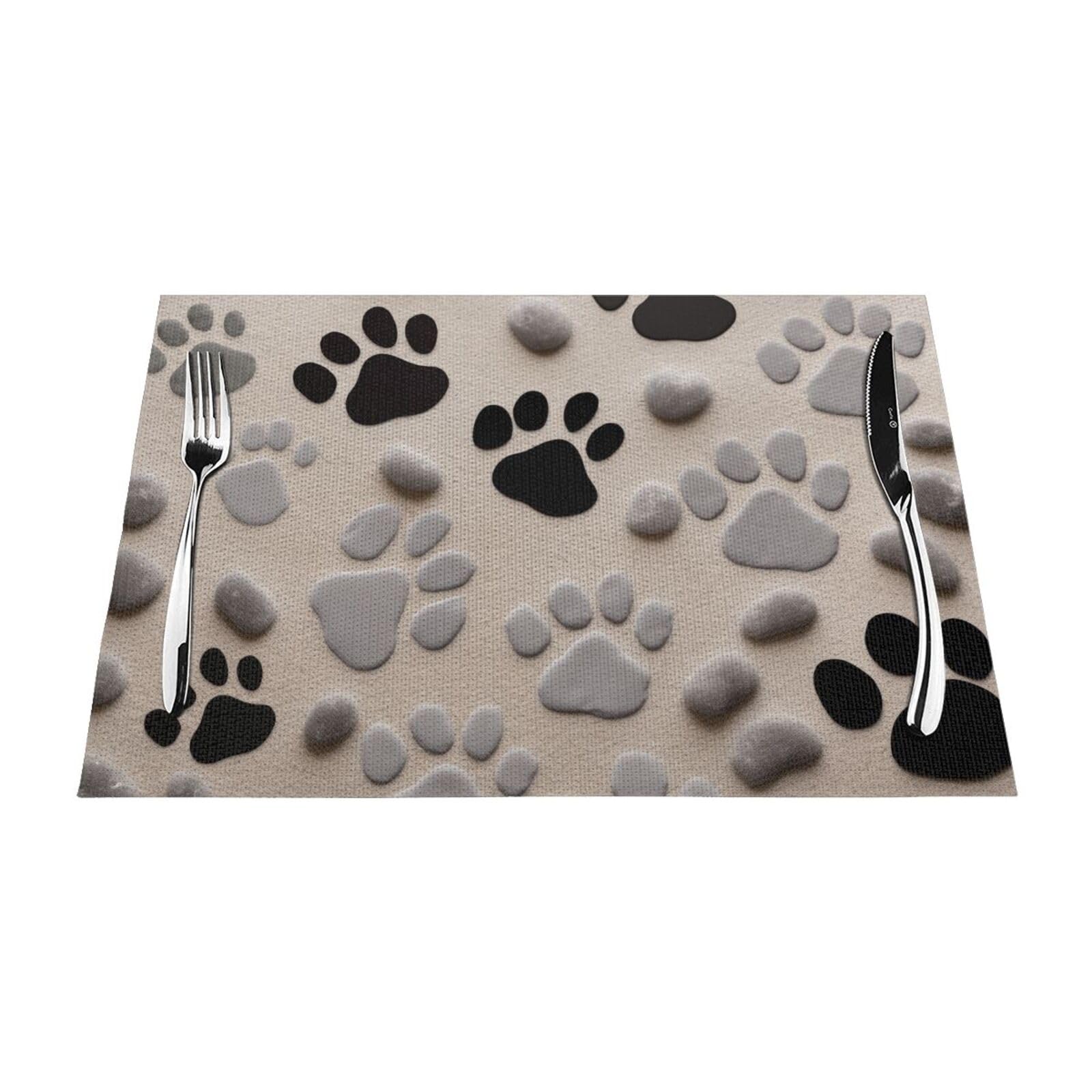 Set de table PVC avec empreintes de pattes d'animaux tapis résistant chaleur 45x30cm