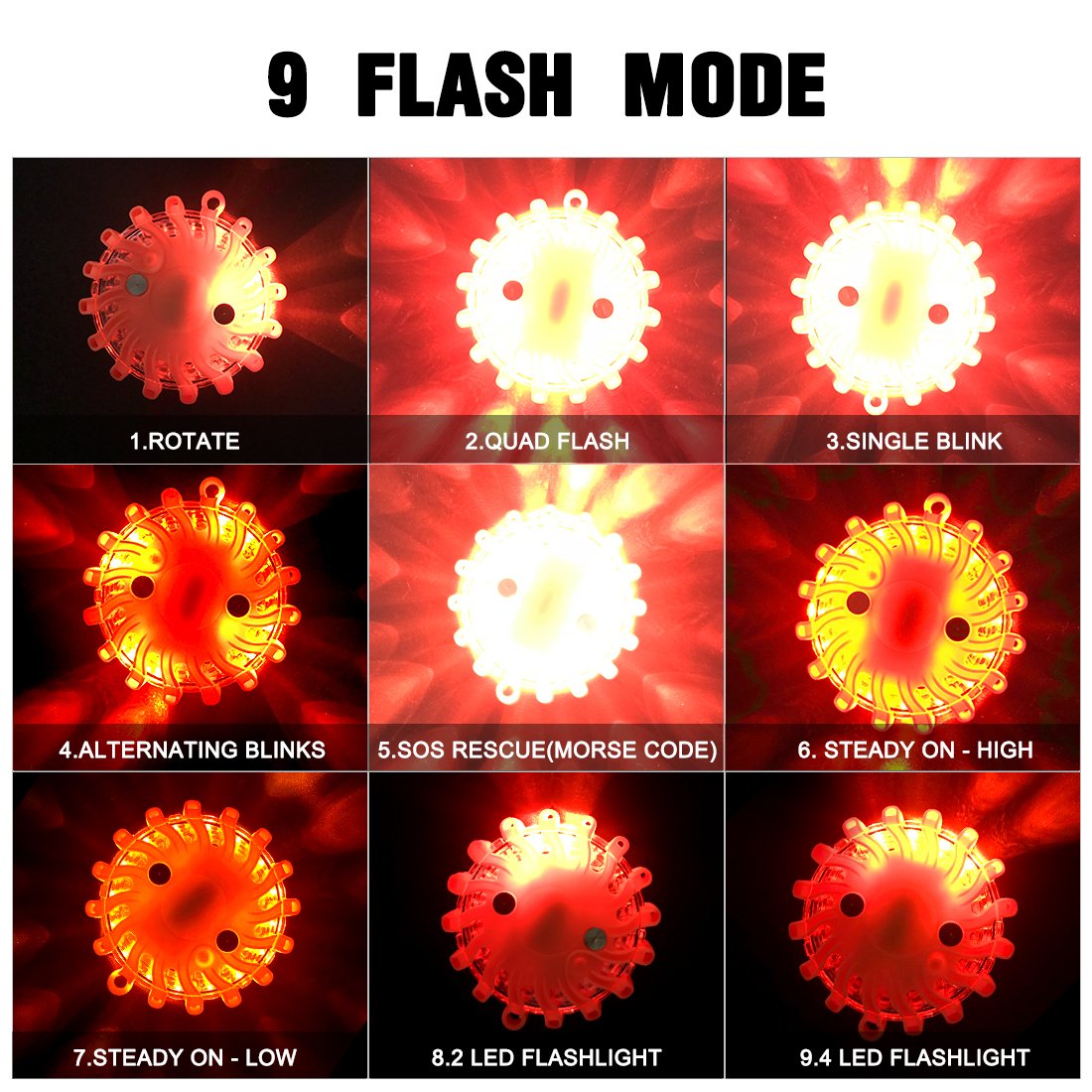 Gyrophare Balise de signalisation Lumineuse LED 3 Pack Témoin Lumineux Powerflare Kit Urgence Voiture Kit Securite Voiture Kit De Secour Auto vec Base Magnétique Lot (3 PCS)