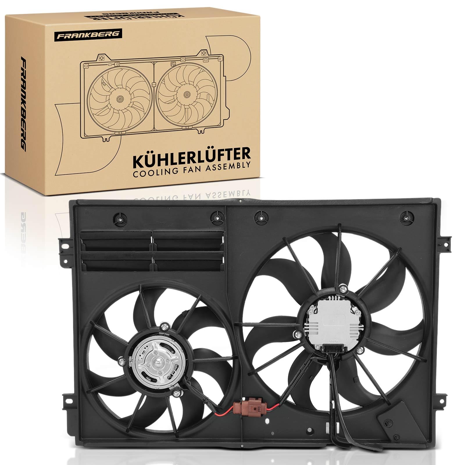 Frankberg Ventola di raffreddamento Ventola Radiatore ad acqua Compatibile con Golf V 1K1 1.4L Golf VI 5K1 1.2L Golf Plus 521 5M1 1.2L T.o.u.r.a.n 1T3 2.0L Golf Plus 521 5M1 1.6L Replace# 1K0