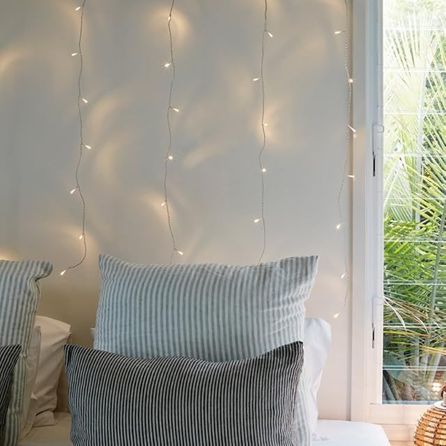 Lights4fun 1m x 1m Indoor Curtain Fairy Lights with 40 Warm White LEDs Clear Cable Plug in