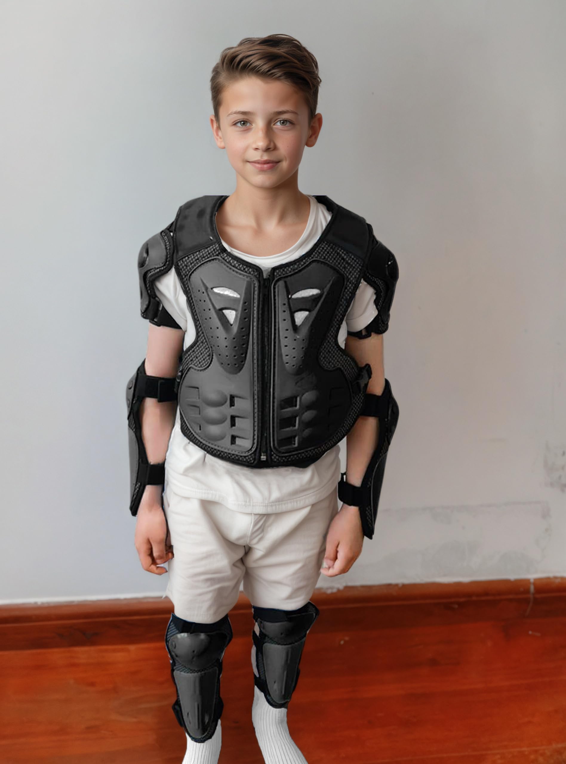 Lot de 5 protections de corps de moto pour enfants de 5 à 13 ans, gilet de protection pour motocross, genouillères, coudières, armures de moto, équipement de protection pour enfants