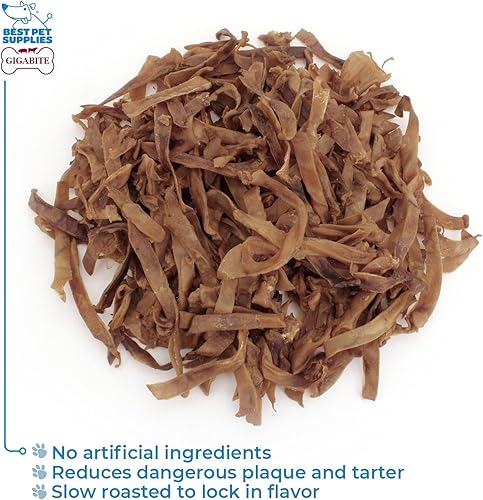 Miniatura 2 de Best Pet Supplies GigaBite - Tiras de orejas de cerdo asado para perros, masticables naturales para perros, tiras para orejas de cerdo asado,
