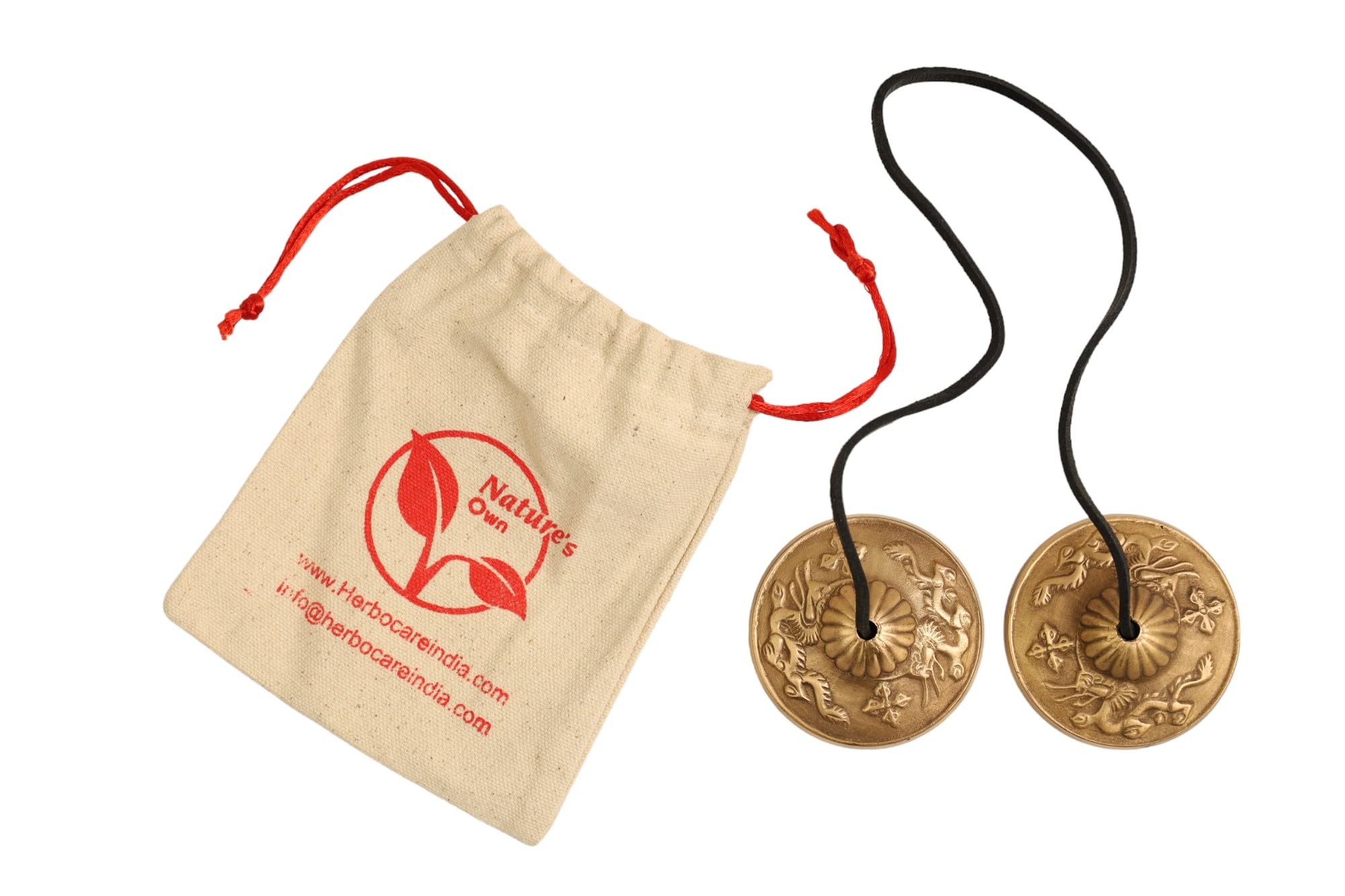 Nature's Own Tibetan Tingsha Cymbals Meditation Chime Bells with Tibetan Cloth Bag, 6.3 cm Meditation Chime Bells, for Percussion Instrument(Dragon Symbols Embossed)