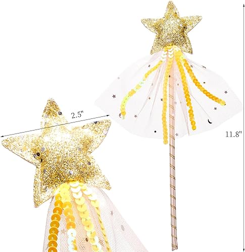 Miniatura 2 de Mezchi 12 varitas de princesa para niñas pequeñas, varita mágica de 12 pulgadas para niños, varita de hadas con purpurina, varitas de princesa para