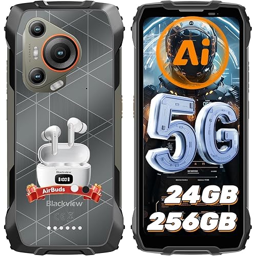 Blackview BL7000 AI 5G Rugged Phone Android 15, 24GB+256GB/2TB MTK Dimensity 6300, 6.78" FHD+ 120Hz, 50MP + Night Vision 20MP, 7500mAh/33W, Rugged Smartphone Dual SIM/T-Mobile/NFC/OTG/IP69K Waterproof