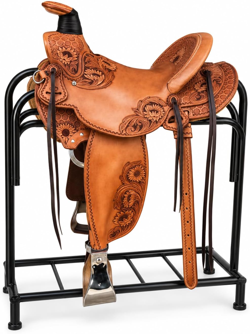 Wade Tree A Fork Roping Ranch Work Horse Saddle Handmade Tooled Carved Premium Leather Western Equestrian Trail Tack Adult & Pony Horse Riding Saddle, Size: 10-18 inch Seat, WD-125