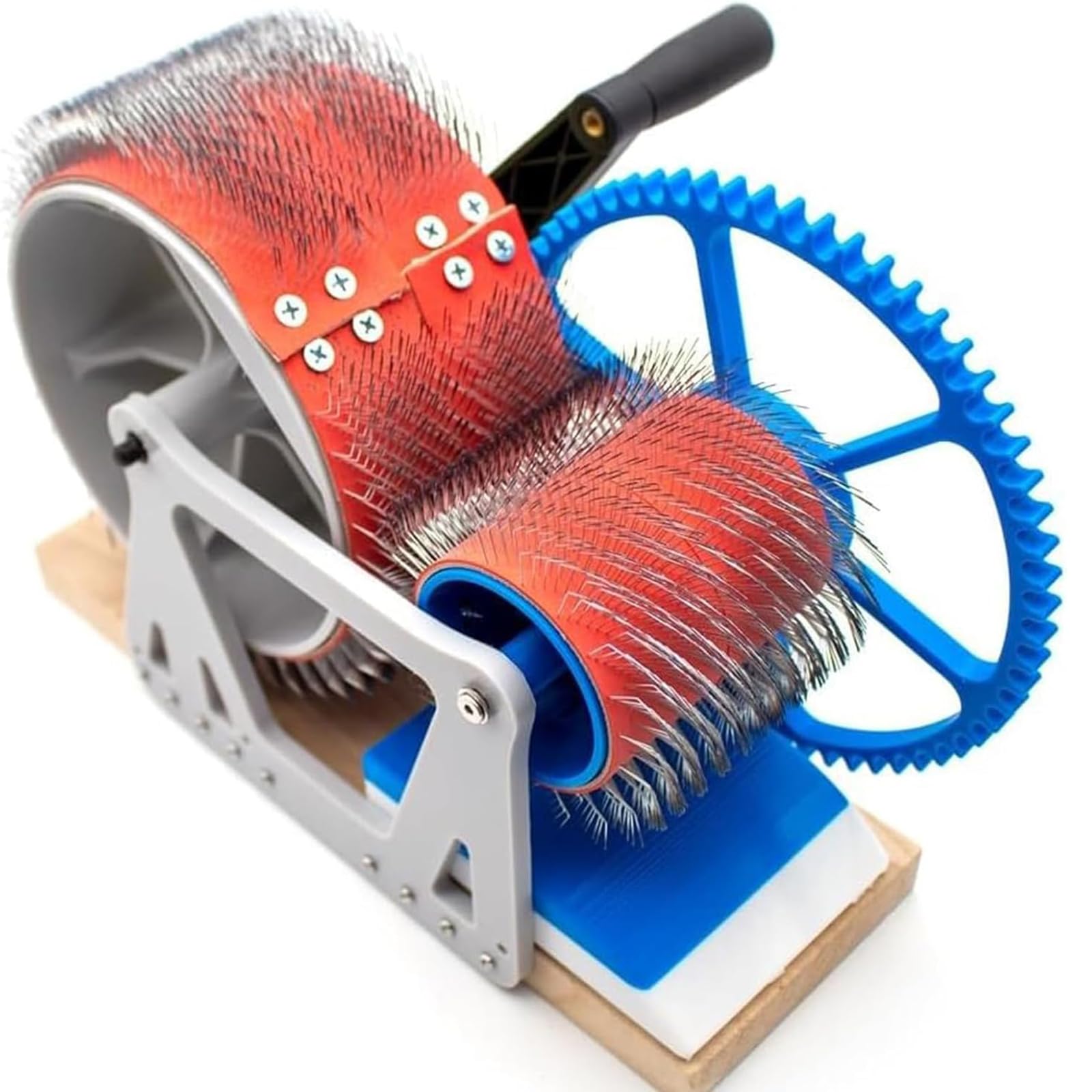 Aserzenith 1 Wool Hand Crank Drum Carding Machine, Wide Drum Carder, Wooden Wool Blending Board, For Manual Use, Fast Color Mixing, Combing, Spinning For Handicraft Enthusiasts