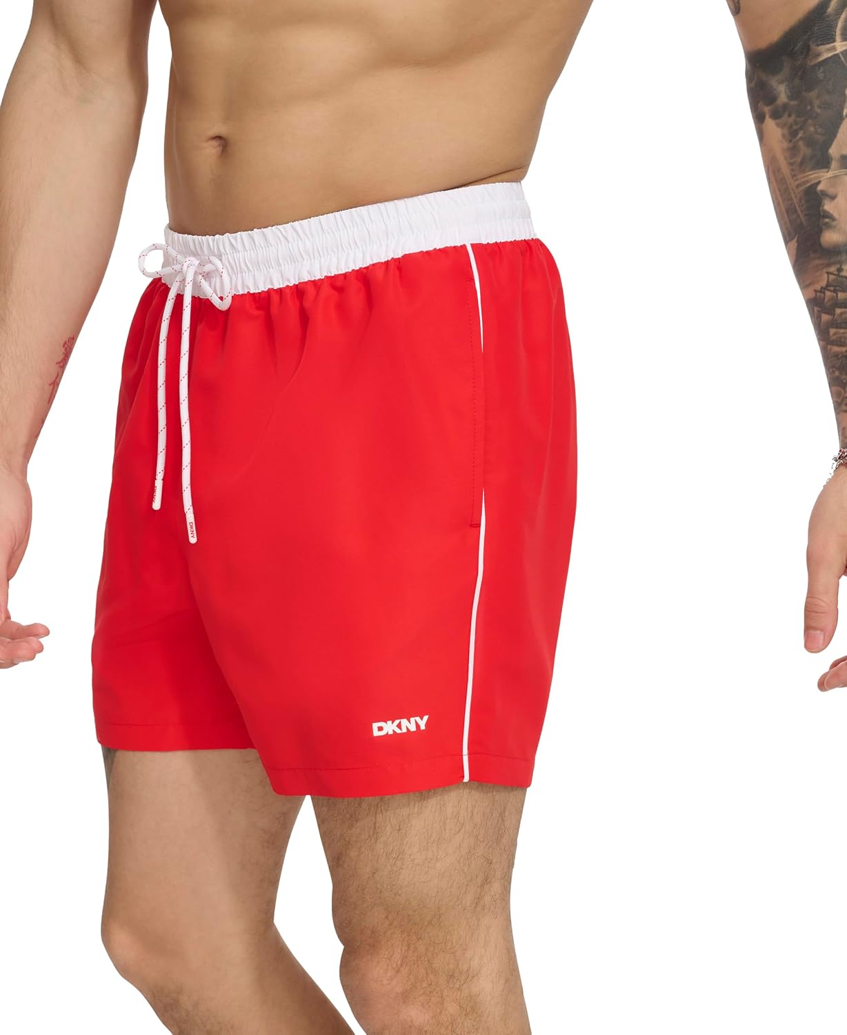 DKNY Men's Lightweight Quick Dry Volley UPF 40+ Protection Swim Trunk