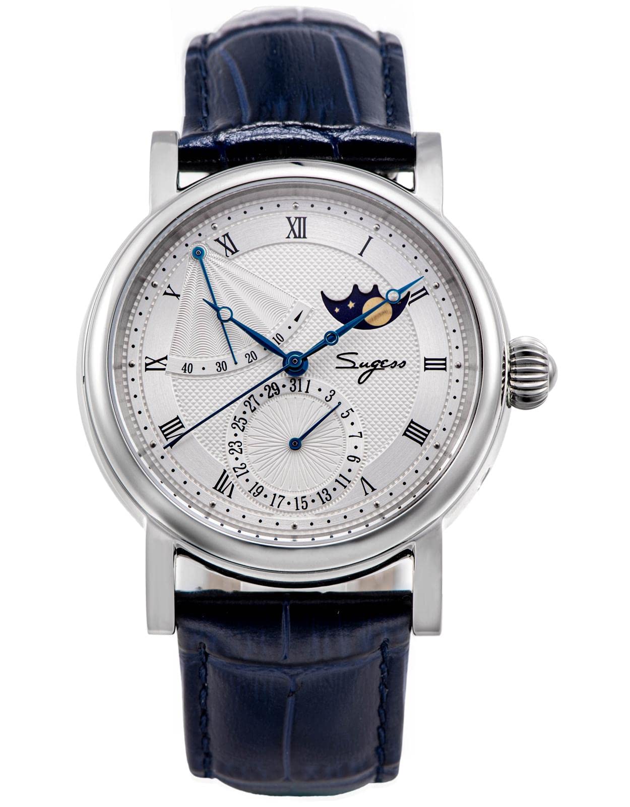 SugessSU2153SW MoonPhase Master Seagull ST2108 Movement Sapphire Crystal Men's Automatic Mechanical Watch 1963