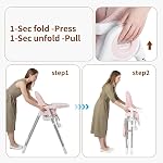 High Chair, Foldable High Chairs for Babies and Toddlers, Ultra Safe for Infant with Lockable Wheels, Easy Clean, Removable Tray/Adjustable Footrest for Baby Feeding HighChair, Pink