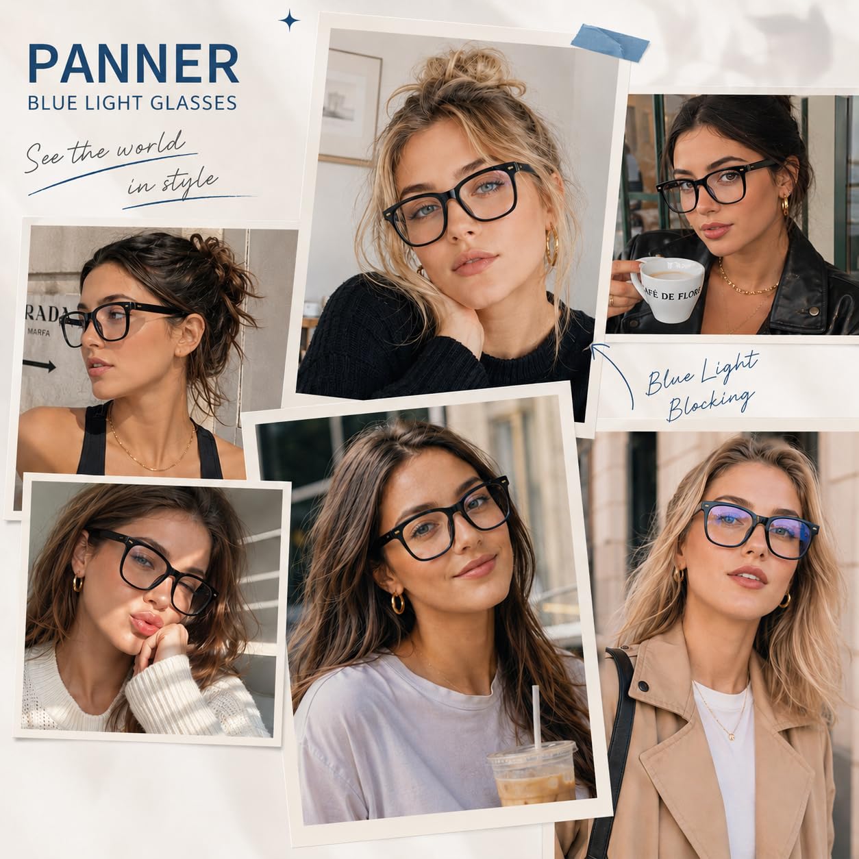 LANYING - Lentes cuadrados de gran tamaño con bloqueo de luz azul para mujeres y hombres, antirreflejos, reducen la fatiga ocular (negro)