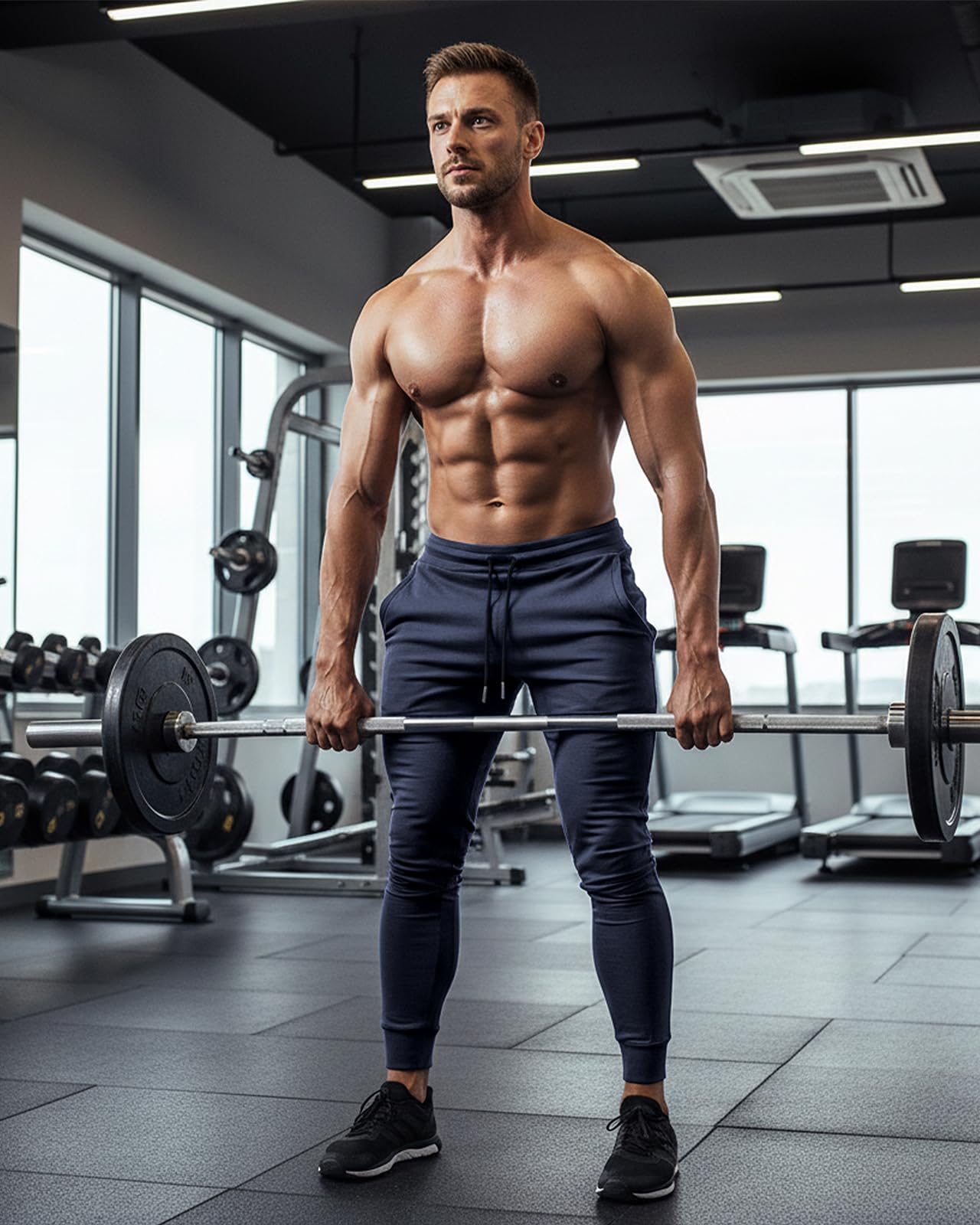 BUXKR Schlanke Herren-Jogginghose für Fitnessstudio, Laufen und Bodybuilding, athletische Jogginghose mit tiefen Taschen