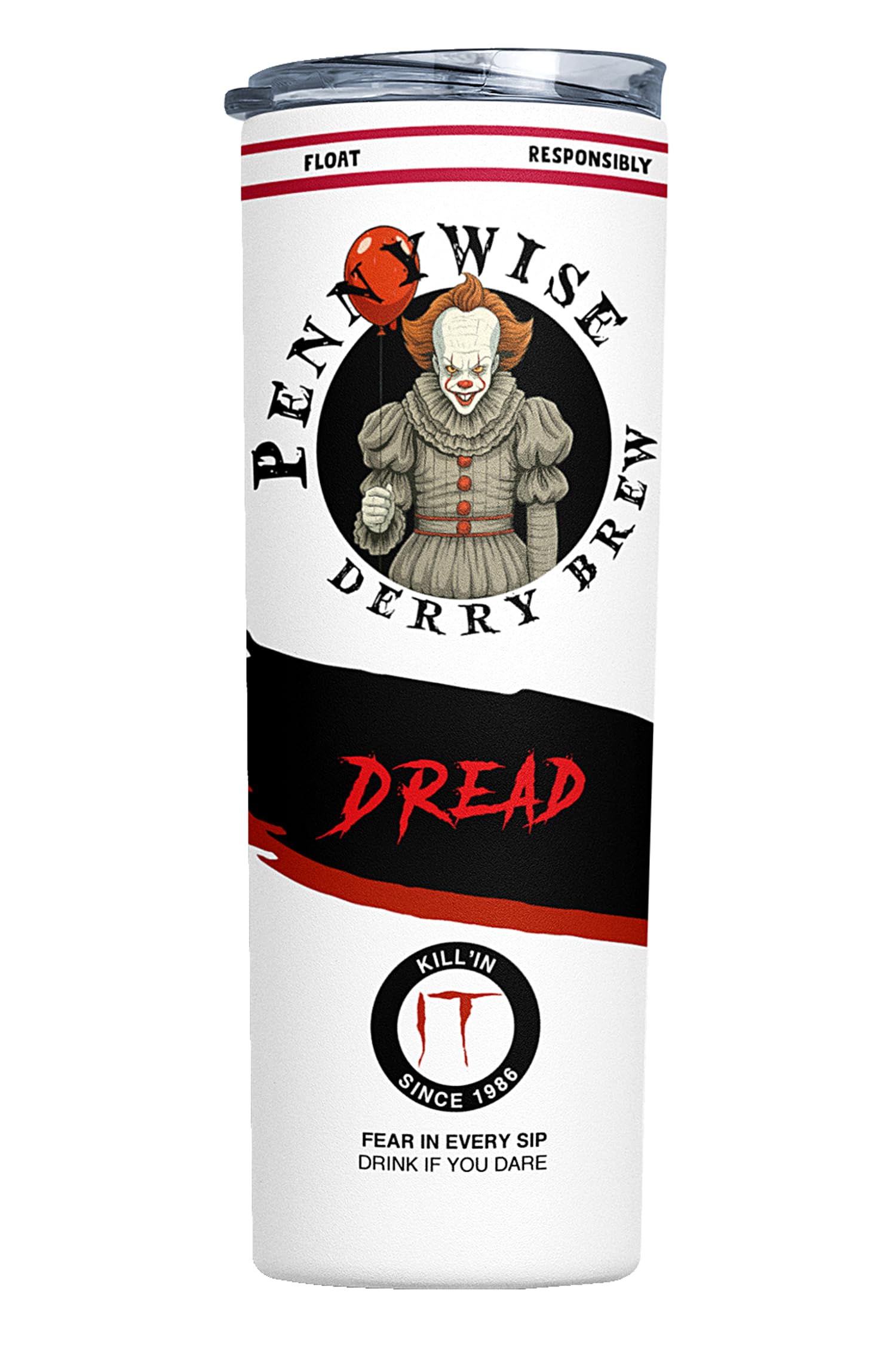Pennywise Clown Tumbler Hard Seltzer Horror IT Movie Merchandise Scary Fan Collectible Birthday Gift Travel Coffee Tea Drinkware