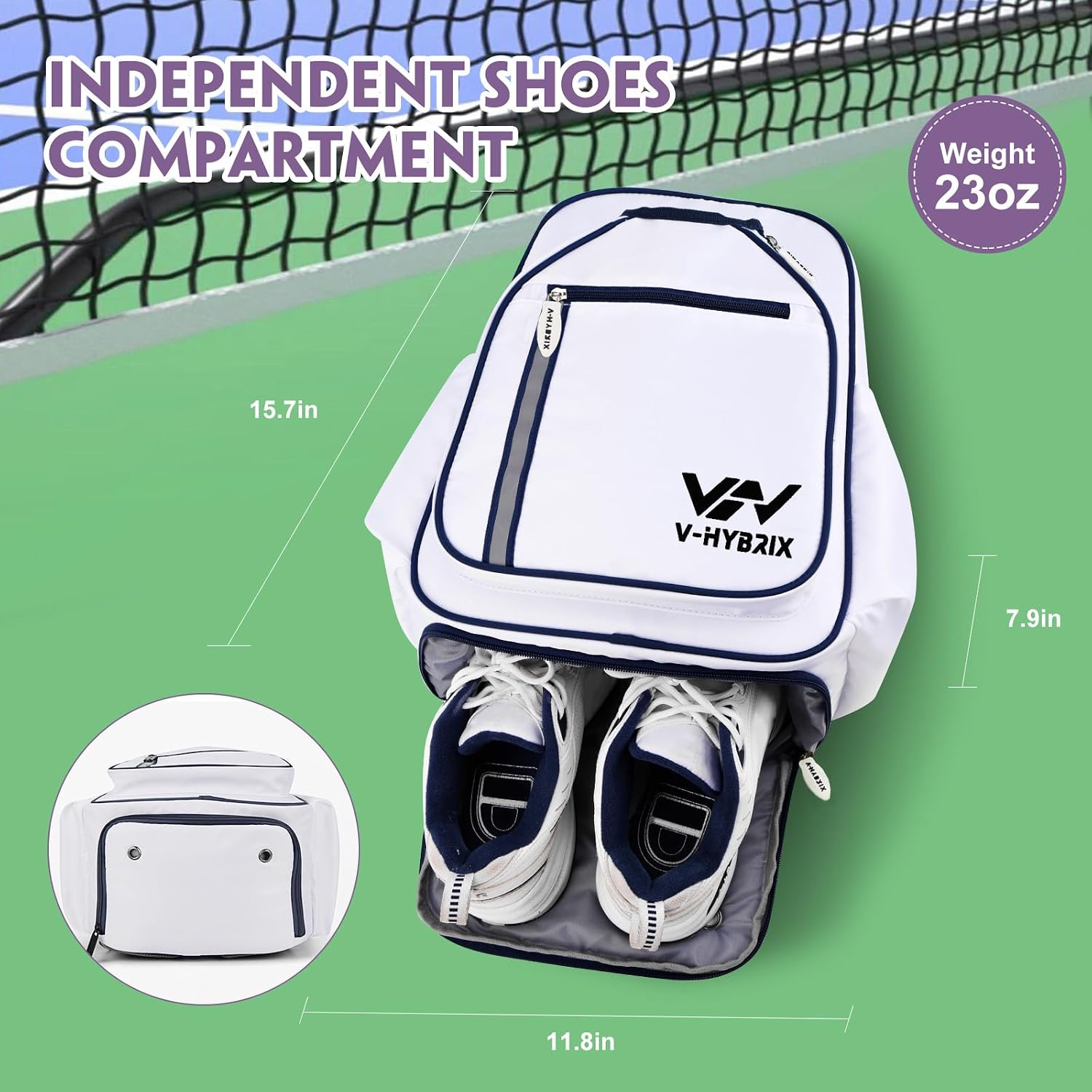 Pickleball Bags, 30L Deluxe Waterproof Pickleball Backpack with Shoe Compartment for Men Women Pickle Ball Gift Accessories for Pickball Lovers (White)