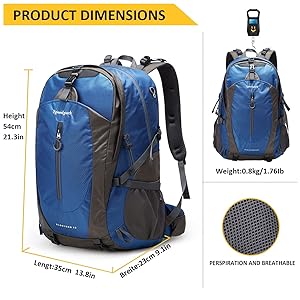 SPEEDPARK Hiking Backpack 40L Waterproof Hiking Daypack with Rain Cover, Outdoor Trekking Travel Backpacks for Men Women