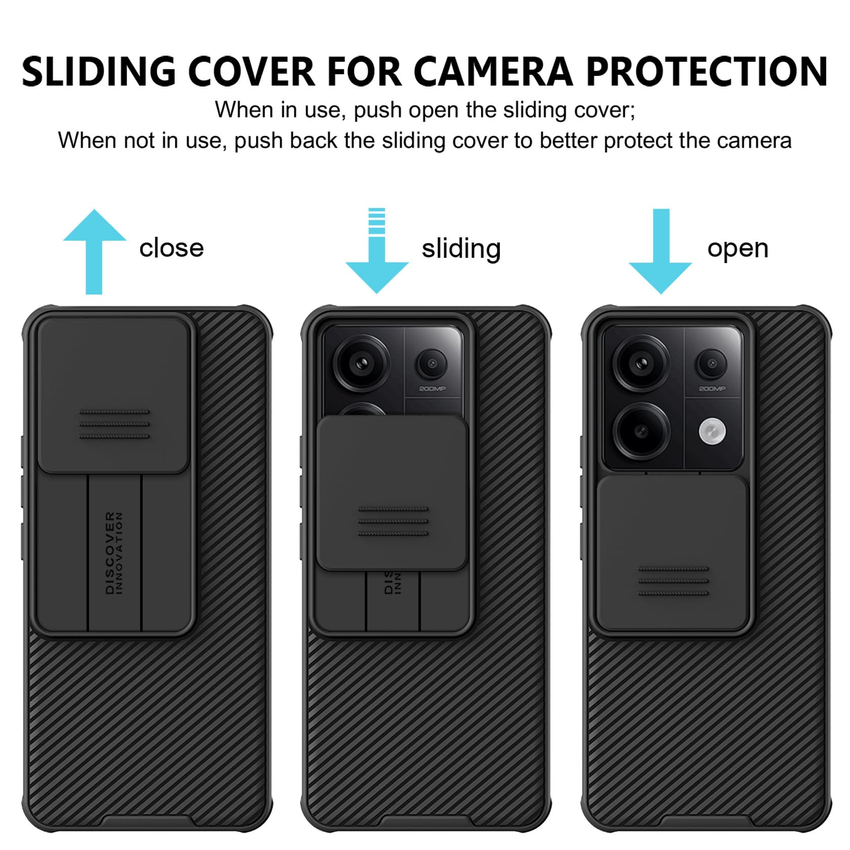 AROYI Cover Compatibile con Xiaomi Redmi Note 13 Pro 5G(Non per 4G), Cover Xiaomi Poco X6 5G Protezione Fotocamera Anti Graffio Hard PC Custodia per Xiaomi Redmi Note 13 Pro 5G (6.67") - Nero