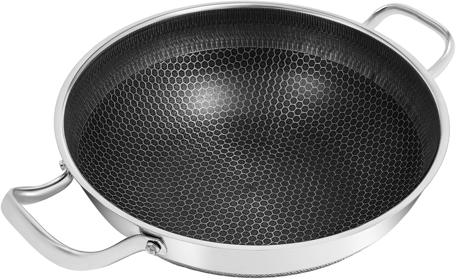 316 Stainless Steel Fry Pan, Cooks Standard Wok Stir Fry Pan with Lid, Induction Cooking Pan, 12.59in Durable Frying Pans, Fast & Even Heat, Large Skillet, Dishwasher and Oven Safe