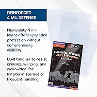 Vista 4 de BCW Silver Age Comic Mylar - Bolsas de archivo de 4 milésimas de pulgada de grosor Bolsas de poliéster Mylar para cómics Se adapta a Silver Age