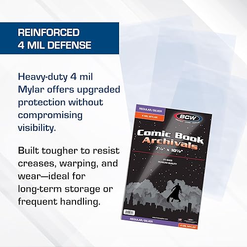Miniatura 4 de BCW Bolsas de almacenamiento Archival para libros de cómics regulares de la edad plateada, paquete de 25  7 14 pulgadas x 10 12 pulgadas  Fundas de