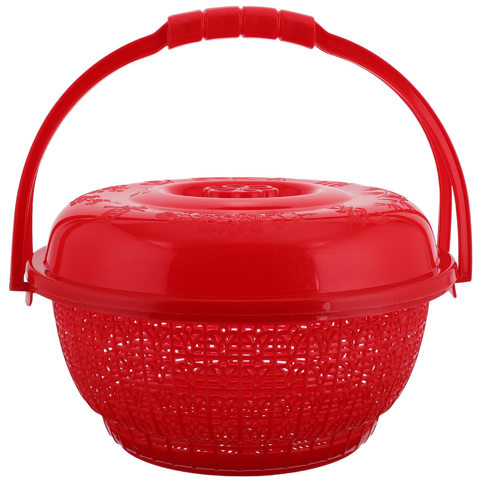 Cesta para almacenamiento multifuncional VICASKY con asa de plástico redonda roja para cocina