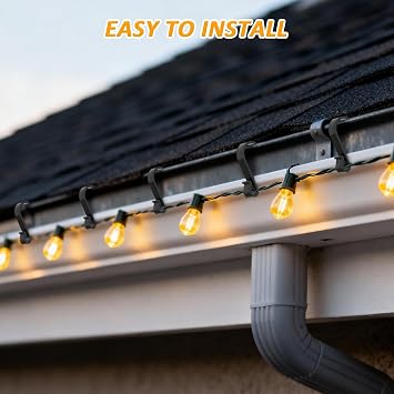 Dalugo Gutter Hooks for Outdoor Lights, 120 Pcs Black Plastic S Gutter Clips for Hanging Outdoor Christmas String Lights, Icicle Fairy Light, Christmas Tree Decorations [Energy Class G]