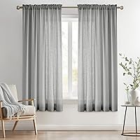 Vista 22 de Melodieux Cortinas semitraslúcidas blancas de 24 pulgadas de largo para cocina, cafetería, dormitorio, ventanas pequeñas, con bolsillo para barra
