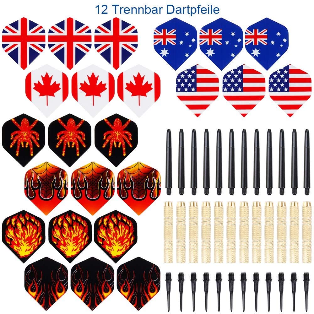 Nabance Flechette Pointe Plastique 12 Fléchettes avec 12 Ailettes et 36 Pointes pour Cible de Flechette Electronique Set de Flechettes à Pointe Souple