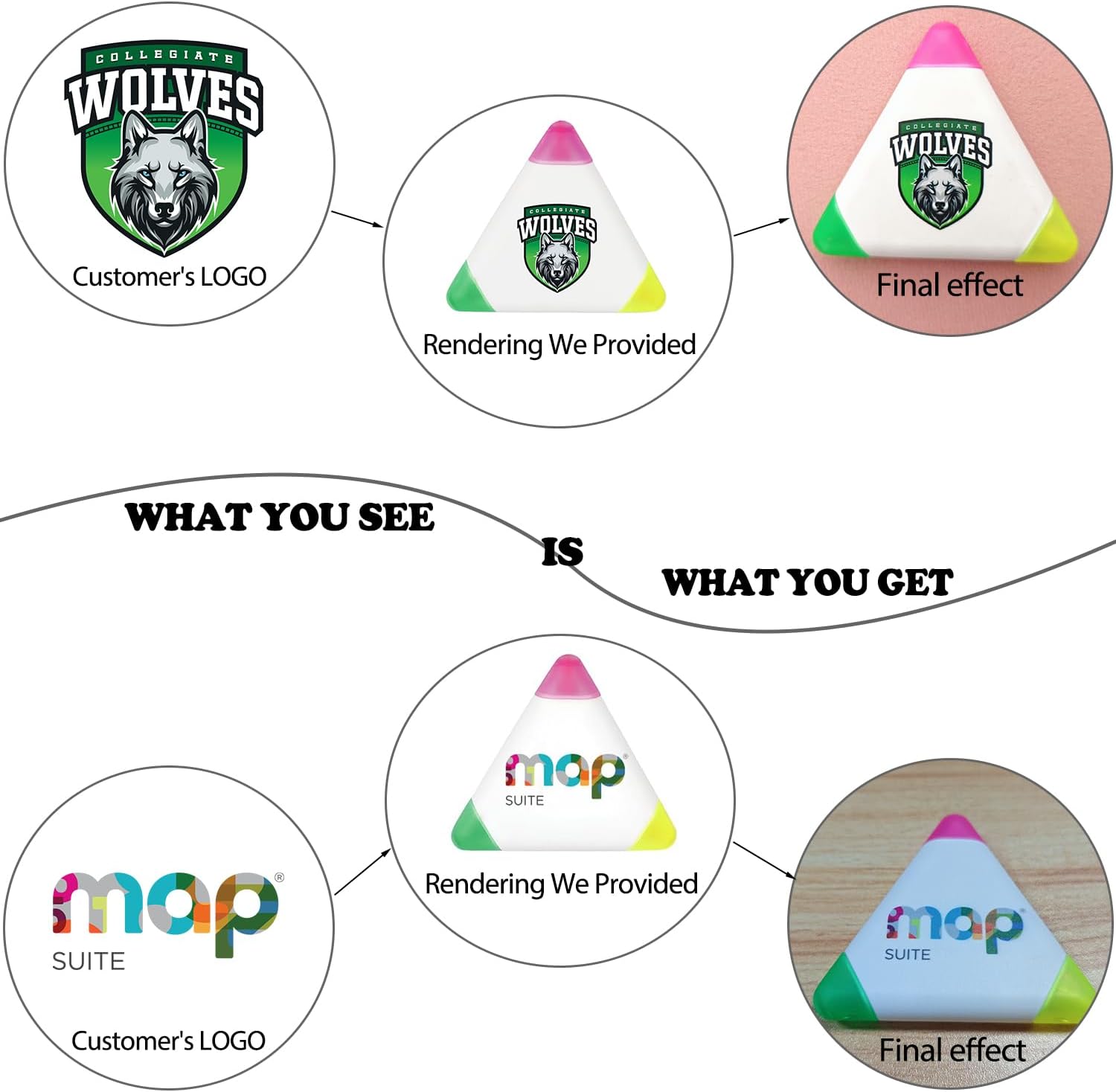 100PCS Custom Bulk Highlighters Personalized Triangle Highlighter School Supplies Promotional Items with Your Logo Text