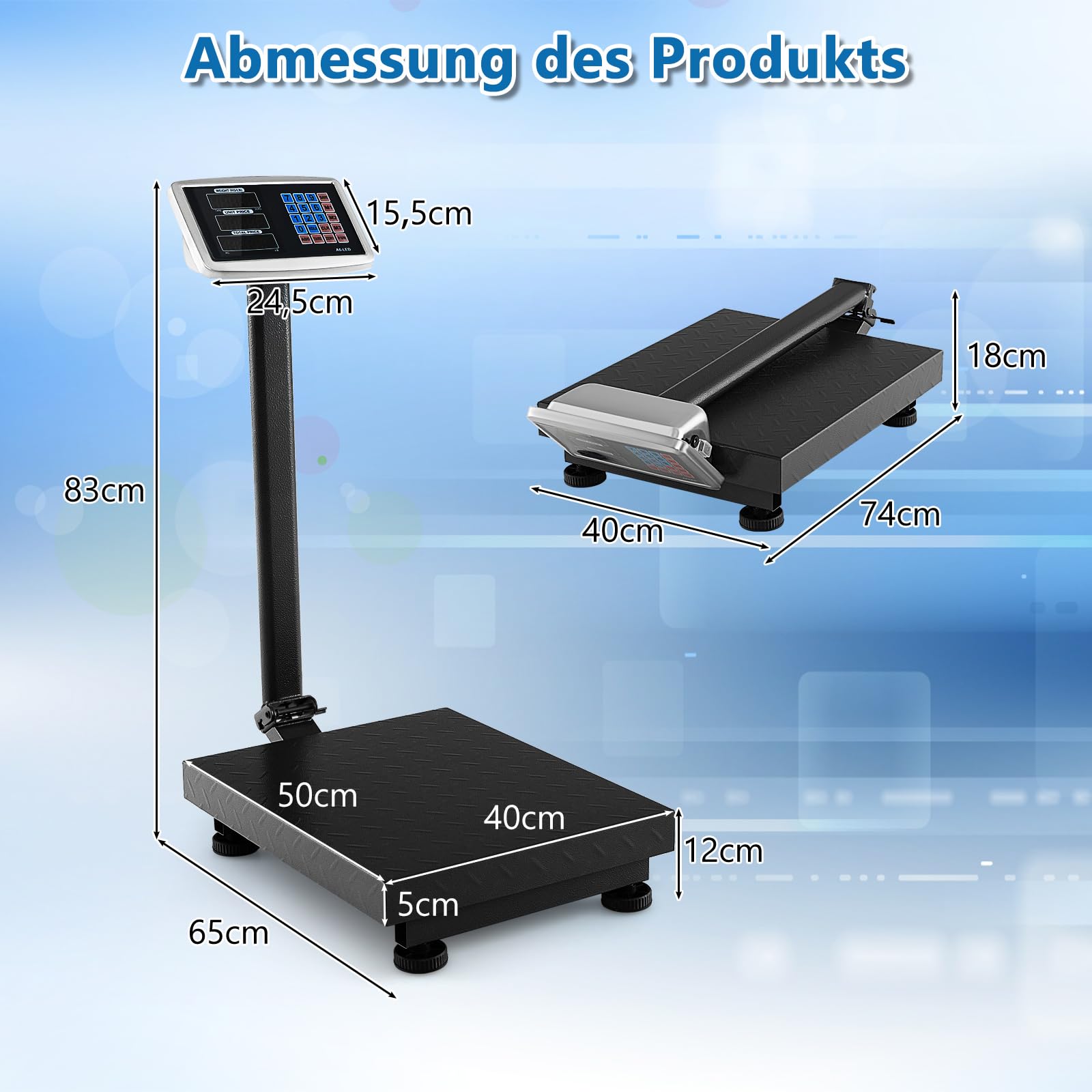 COSTWAY Digitale Plattformwaage 300kg / 50g, Paketwaage mit Preisrechner LB/KG, multifunktionale Ladenwaage, kommerzielle Digitalwaage für Gepäck, Versand (schwarz)