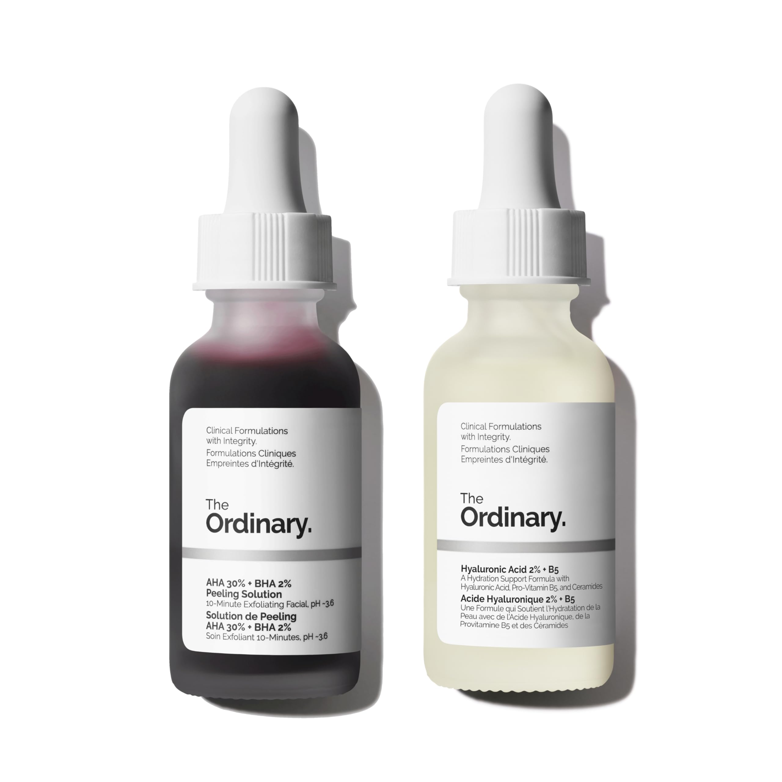 The Ordinary Bright Hydrated Duo Skincare Set AHA 30 BHA 2 Peeling Solution Hyaluronic Acid 2 B5 Exfoliates