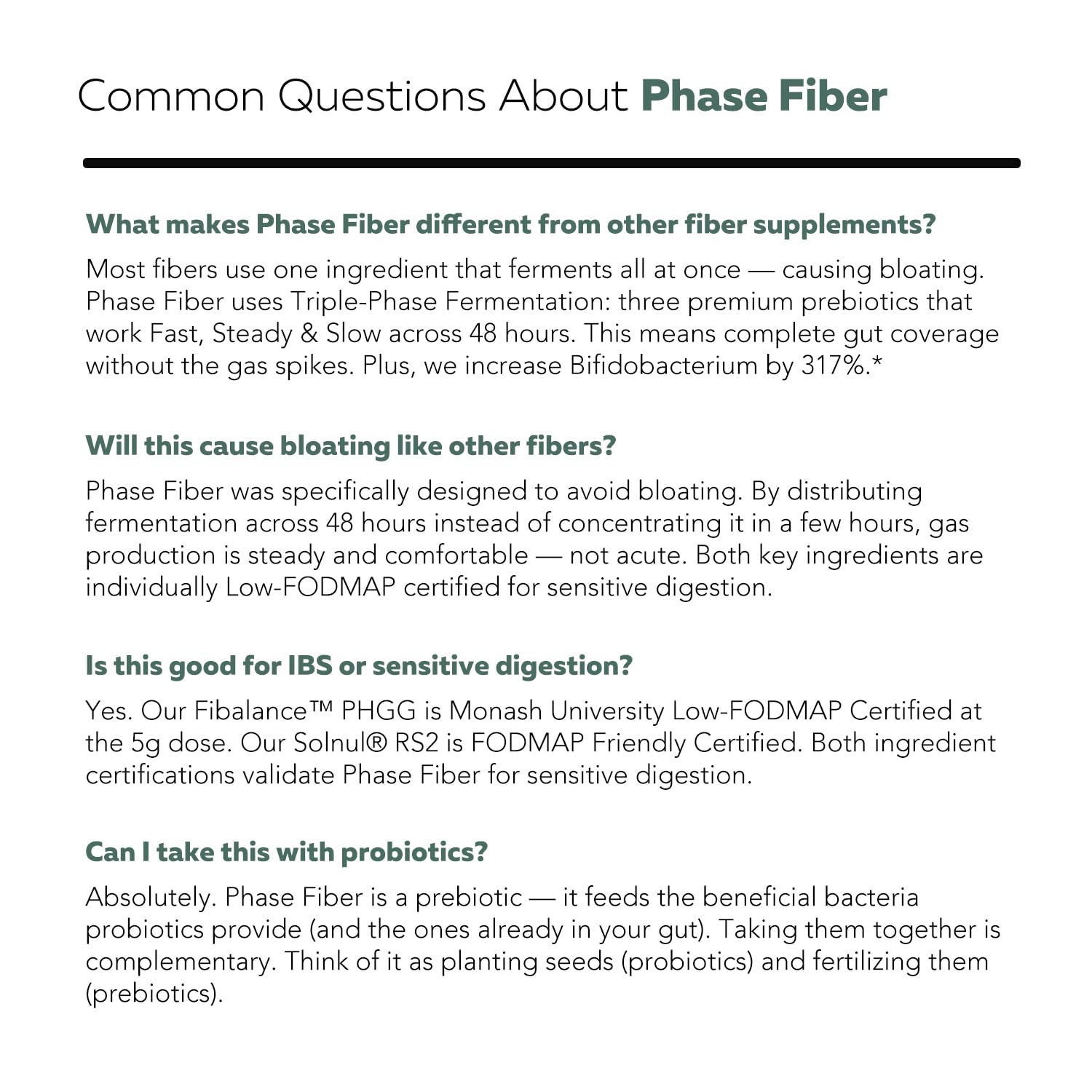 Phase Fiber™ Prebiotic Powder for Complete Gut & Digestion Support, Low FODMAP Certified Ingredients, Triple Phase Fermentation, Clinically Studied for Sensitive Digestion, Vegan (30 Servings) — Amazon image 10