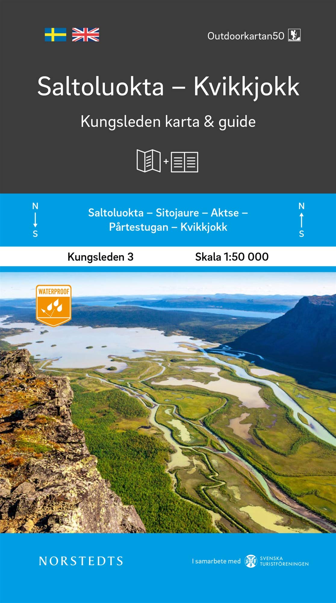 Sweden Saltoluokta - Kvikkjokk. Kungsleden hiking trail map & guide - part 3