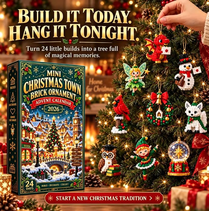 Christmas Advent Calendar 2026,24-Day Mini Brick 2D Acrylic Hanging Ornaments, Mini Christmas Tree Decorations, Holiday Countdown Calendar Gift for Kids Adults Family #-F - image 2