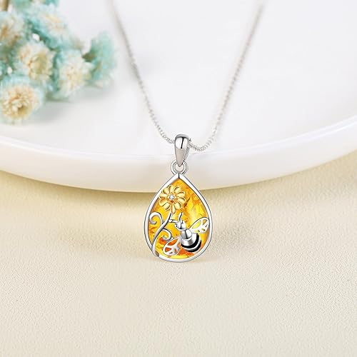 Miniatura 4 de ONEFINITY Collares de ámbar de plata de ley 925 con colgante de ámbar, regalo de joyería de ámbar para mujer