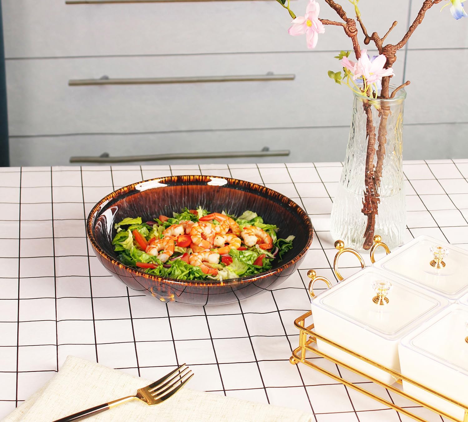 39 oz Ceramic Bowl Set, Salad Bowl, Pasta Bowl, Serving Bowl, Dinner Bowl, Deep/Wide Plate, Microwave, Oven and Dishwasher Safe, Modern Porcelain Dinnerware 8.8 Inch - Image 5