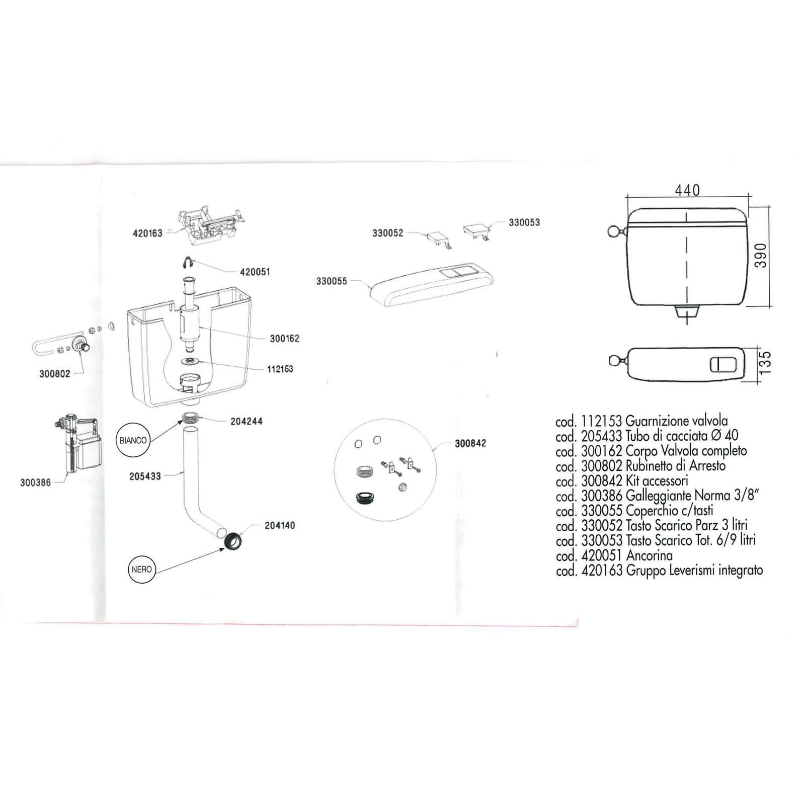 Stabilo-Sanitaer WC Aufputz-Spülkasten Toilette Tiefhängespülkasten Spülung 6-9 Liter einstellbar weiss mit Zubehör Kunststoff Start-Stop-Taste Wassersparfunktion
