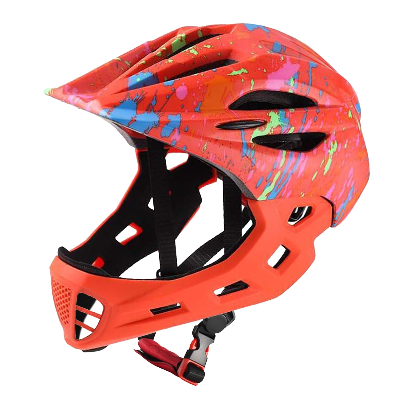 Full Face Adjustable Kids Bike Helmets, Lightweight Toddler Helmets with LED Light, Ventilation, for Sun Protection with Sponge Pad (M) — view 2