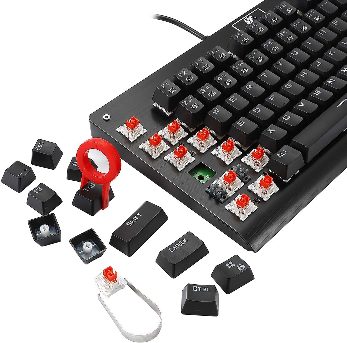 HUO JI E-Yooso Z-77 Mechanical Gaming Keyboard with Rainbow LED Backlit, Red Switches, Tenkeyless 87 Keys Anti-Ghosting for Mac, PC, Black