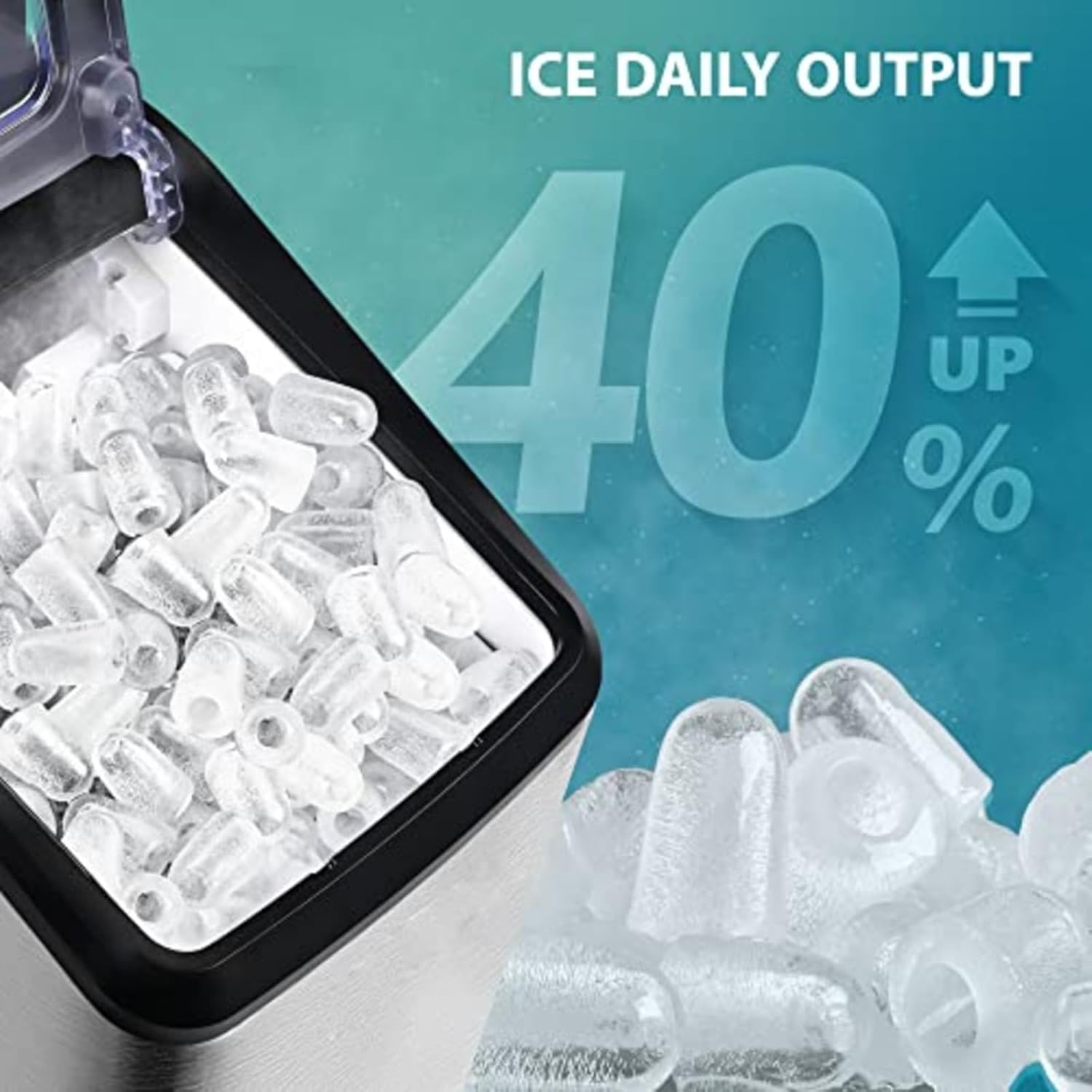 Countertop Ice Maker Machine Ice Maker Countertop Self-Cleaning 9 Ice Cubes Ready in 7-10 Minutes 2.8L Ice Maker Machine with Ice Scoop and Basket Electric Ice Cube Maker