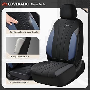 Coverado Car Seat Covers 2-Pack, Leather Seat Covers, Waterproof, Universal Fit Seat Covers for SUV, Truck, Sedan and Most Vehicles All-Weather