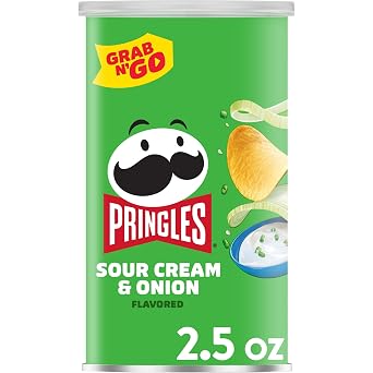 Pringles Potato Crisps Chips, Lunch Snacks, On-the-Go Snacks, Grab N Go, Sour Cream and Onion, 2.5oz Can 1 Can