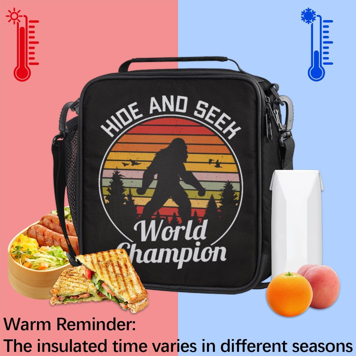Bardic Insulated Lunch Bag for Women Men,Leakproof Sasquatch Lunch Box with Adjustable Shoulder Strap Reusable Cooler Tote Bags for Work,Picnic,Camping (Bigfoot-4)