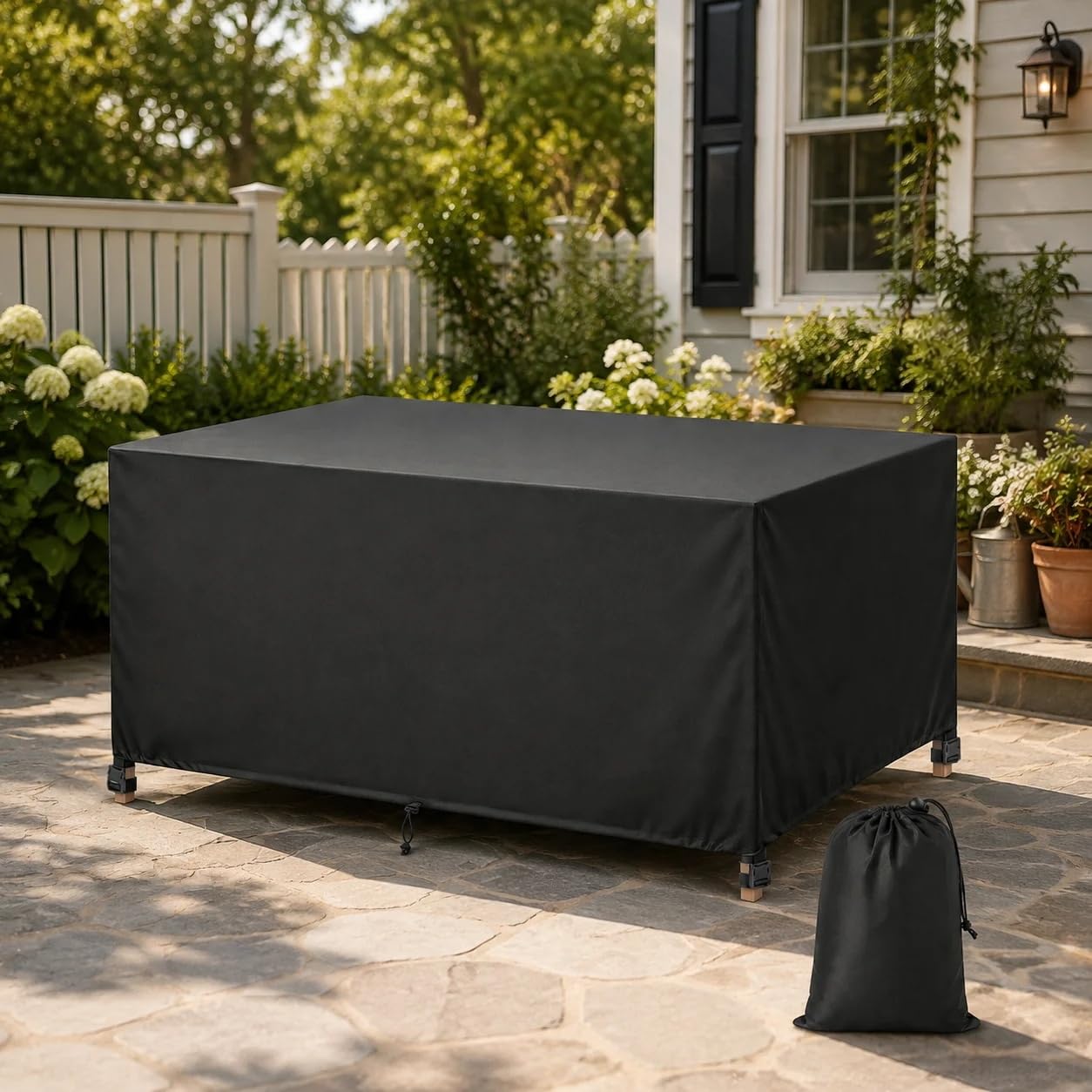 Gartenmöbel Abdeckung, Schwarz und wasserdicht L410xW200xH120cm
