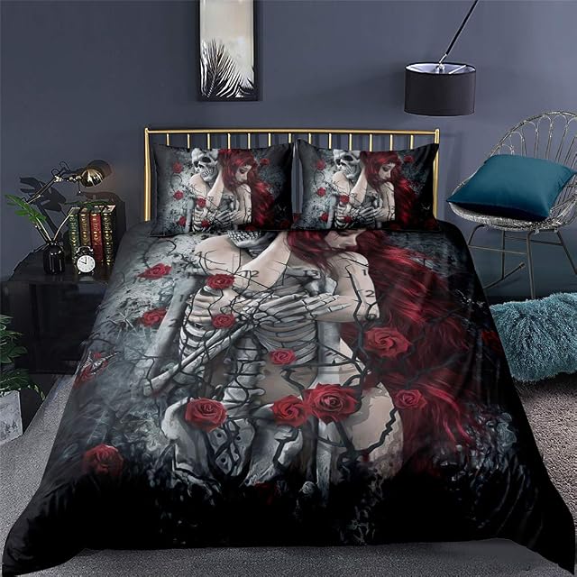 AYMAING Duvet Cover Sets 3d Print New Flower Skull Bedding Sets Duvet Cover With Pillowcase Or Bedding Sheet Zipperper Easy Care
